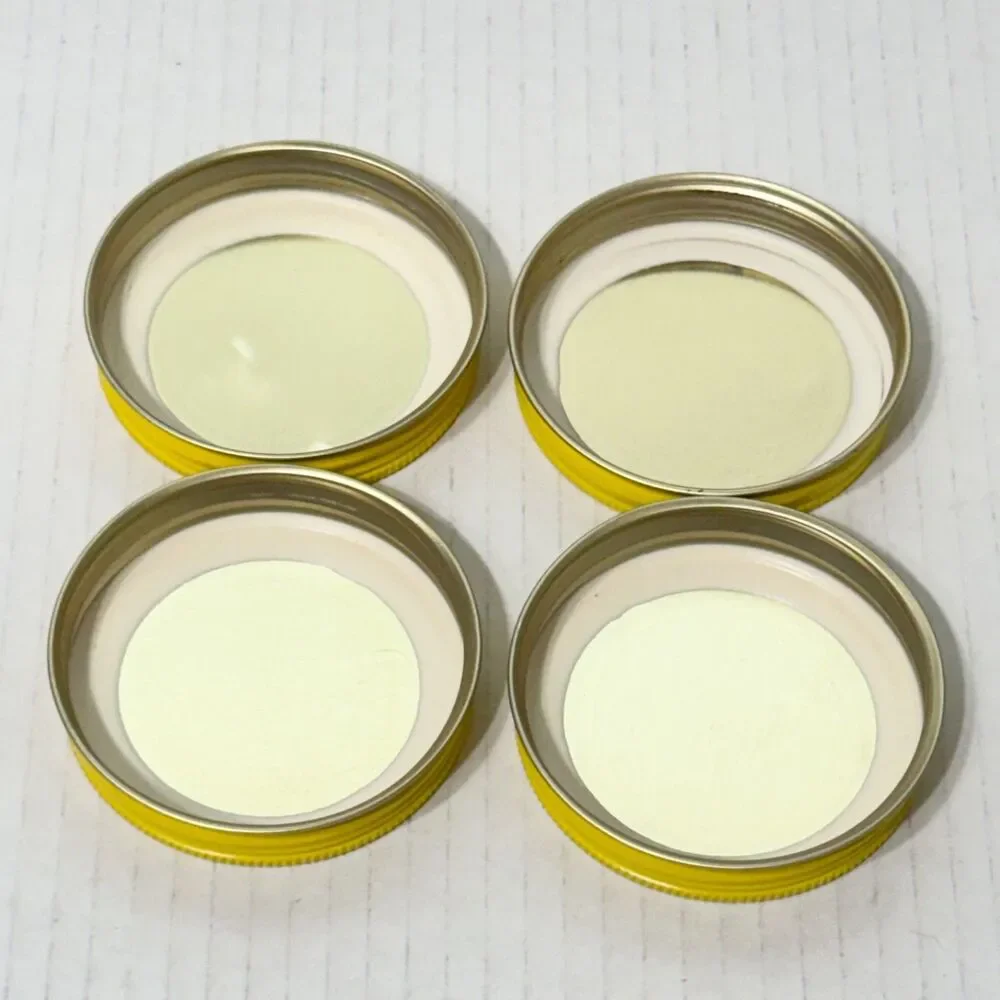 4 Vtg Osterizer Blend &  Store Mini Container / Jar 8oz Yellow Metal Lid Clean!